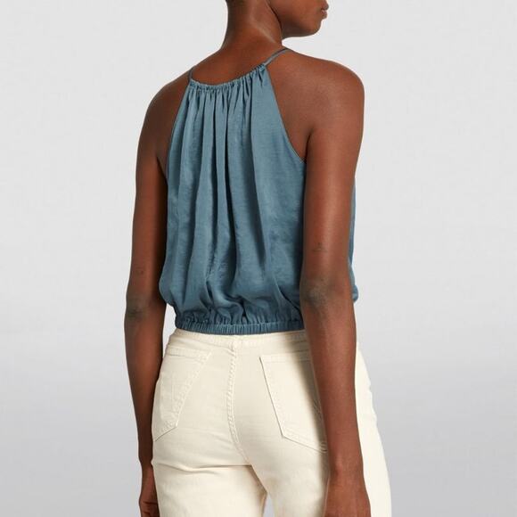 NWT THEORY ~ Satin Gathered Halter Neck Cami Top Size S STUNNING Vacay - Picture 2 of 7